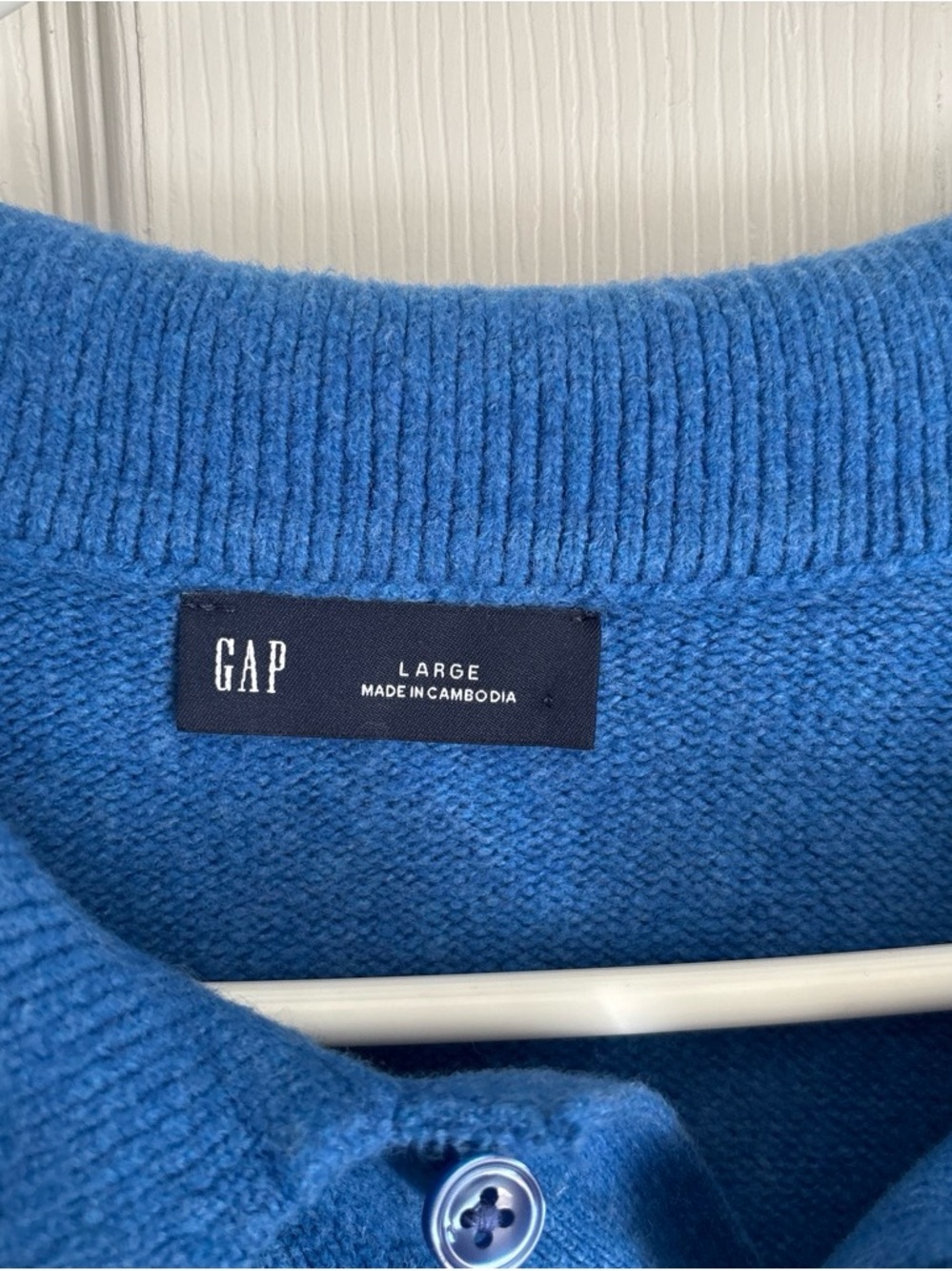 GAP Men’s Bright Blue Button-Front Cardigan